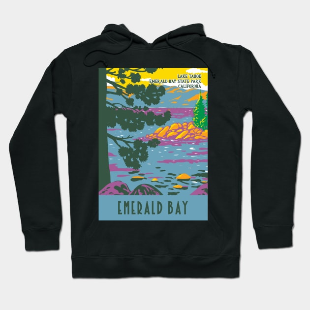 WPA Poster of Lake Tahoe at Emerald Bay State Park, California Hoodie by JohnLucke